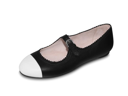 Bloch Women's Cassiopeia Leather Fashion Ballerina Shoe, Black/White, EU 38 (US Women's 8) Medium