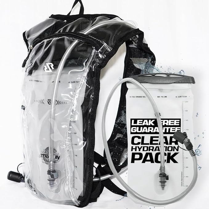 RAVERUNNER® Clear Hydration Pack – Festival-Approved Hydration Backpack Clear with 2L Bladder – Lightweight Clear Water Ba...