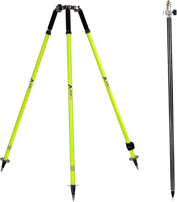 AdirPro 8.5-Foot Carbon Fiber Prism Pole with Adjustable Tip & AdirPro Surveying Tripod for Prism Bundle