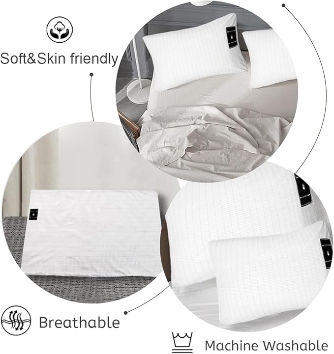 Grounding Pillowcase with Grounding Cord, Grounding Pillowcase Queen Contains Silver Fibers, Conductive Cotton Grounding Pillow Case, Improve Sleep, Relieve Pain (20x30IN, White)