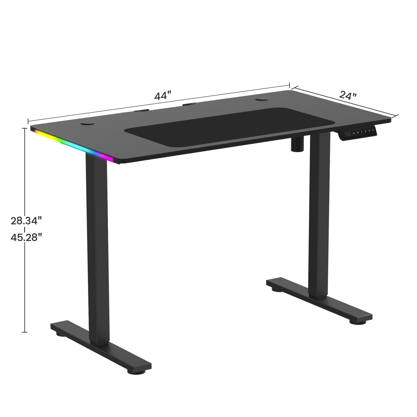 GTPLAYER Electric Standing Desk, Gaming Desk with LED Lights, Height Adjustable - RGB Computer Desk with Mouse Pad for Home, Office