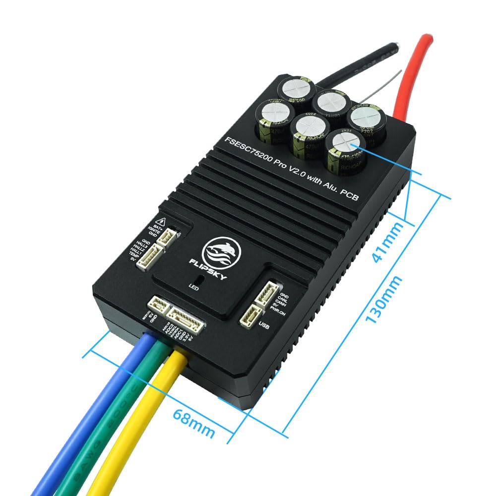 FLIPSKY 75200 Pro V2.0 84V 200A with Aluminum PCB with Key Switch Based on VESC for Electric Skateboard/Scooter/Ebike Speed Controller