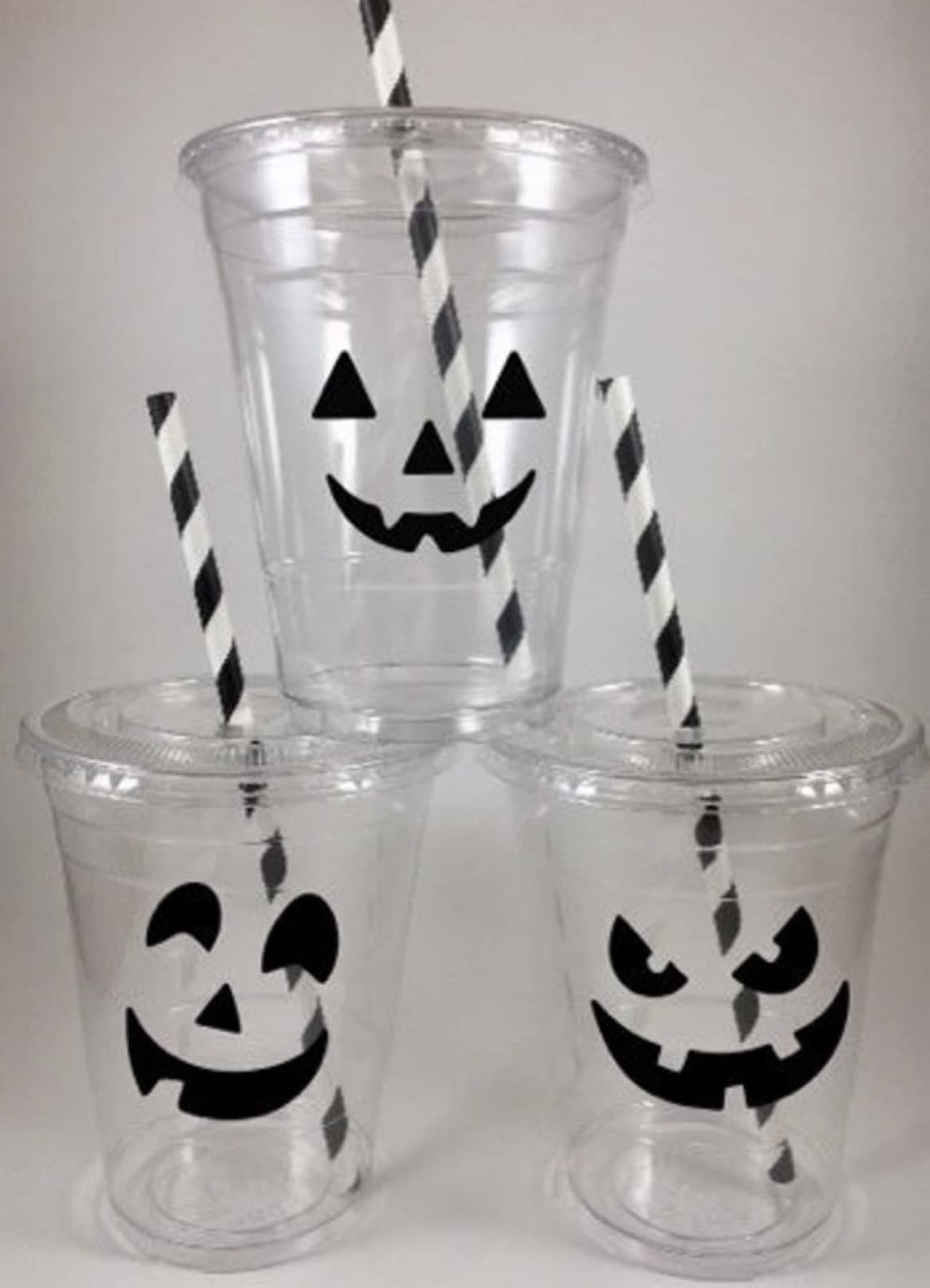 Halloween Pumpkin Face Jack O Lantern Cups Set of 12 Disposables Jackolantern Summerween