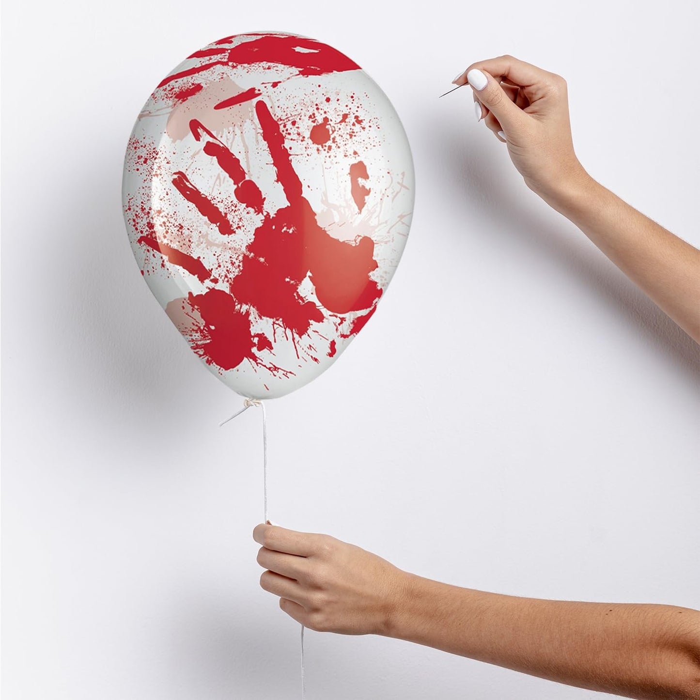 Asylum Blood-Splattered Latex Balloons (12") - Pack of 6 - Thrilling Clear with Red Horror Design for Spooky Party Decor & Unforgettable Celebrations