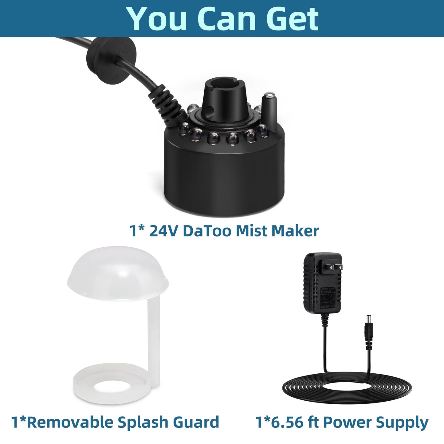 DaToo Mist Maker Mini Pond Fog Machine 12 Led Indoor Water Fountain Mister Fogger with Splashing Guard Atomizer Air Humidifier Ultrasonic Fogger for Water Feature Halloween and Other Holidays