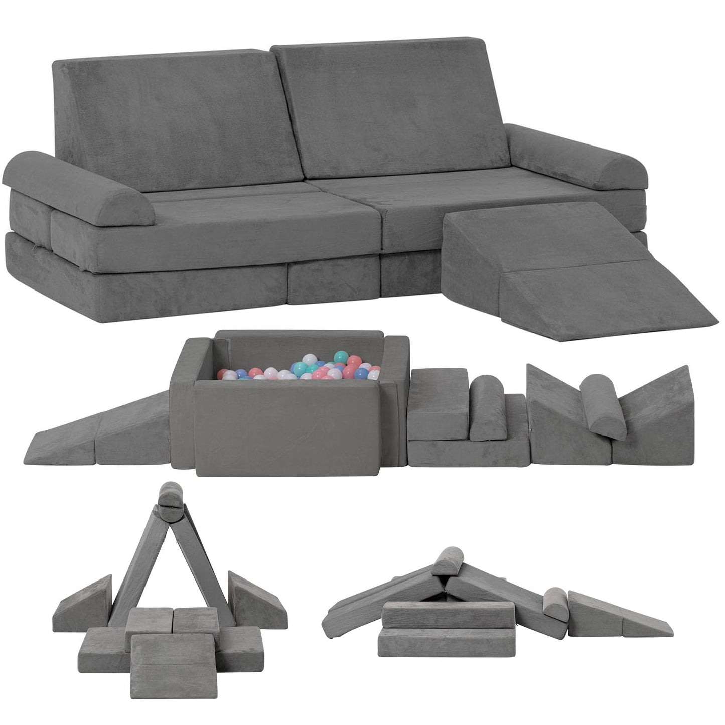 Kids Couch Toddler Sofa, Modular Kids Play Couch, Convertible Foam Climbing Sofa for Toddlers, Foam Climbing Blocks for Boys and Girls