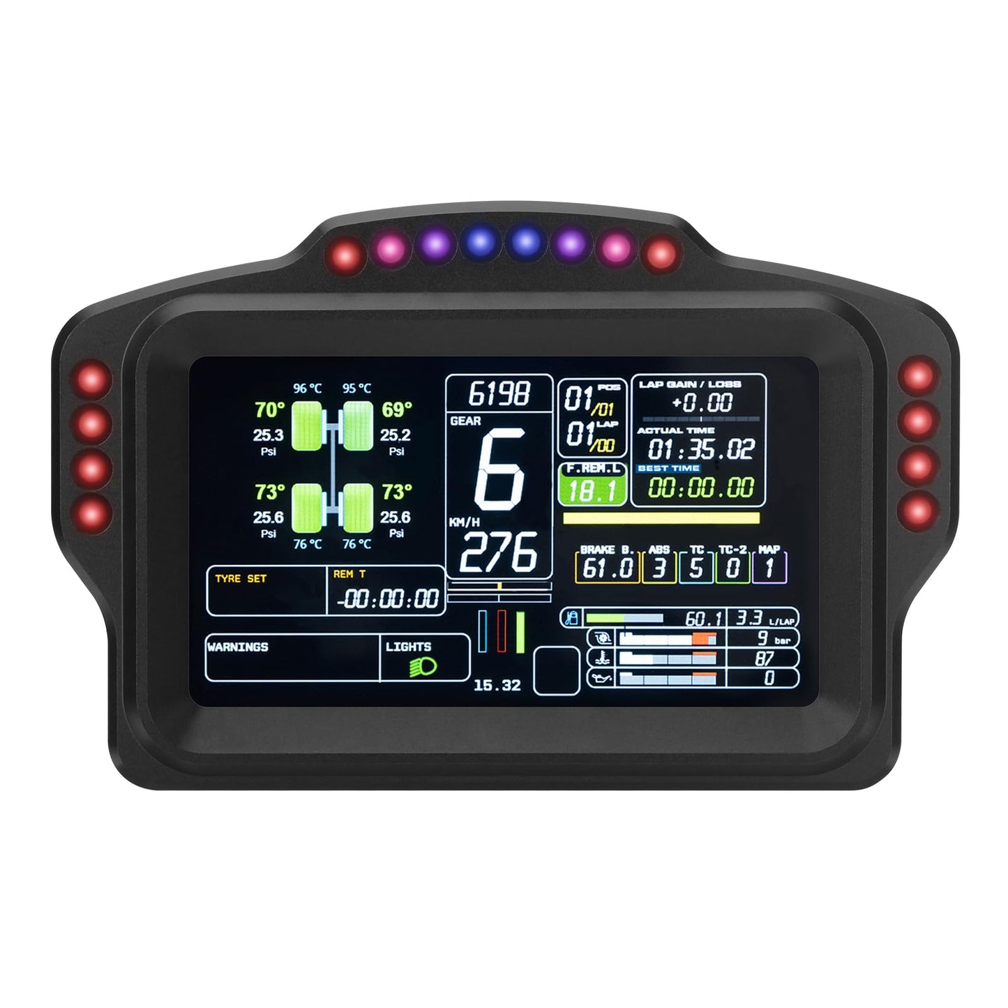 DV480 Pro V5 SimRacing Dashboard-DDU-Display Sim Racing Dash with 5" Screen & 16 RGB LEDs for Simulation Racing Games Accessories include Bracket for Wheel Base, Compatible with all DD bases