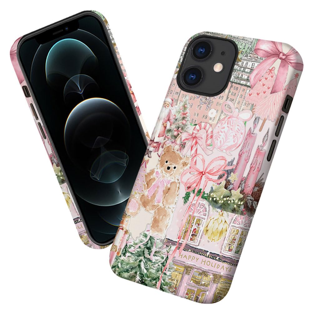 Case for iPhone 15 Plus,Pink Tree Christmas Holiday Phone Case Military-Grade Drop Protection Cover for Women Girl - Frosted