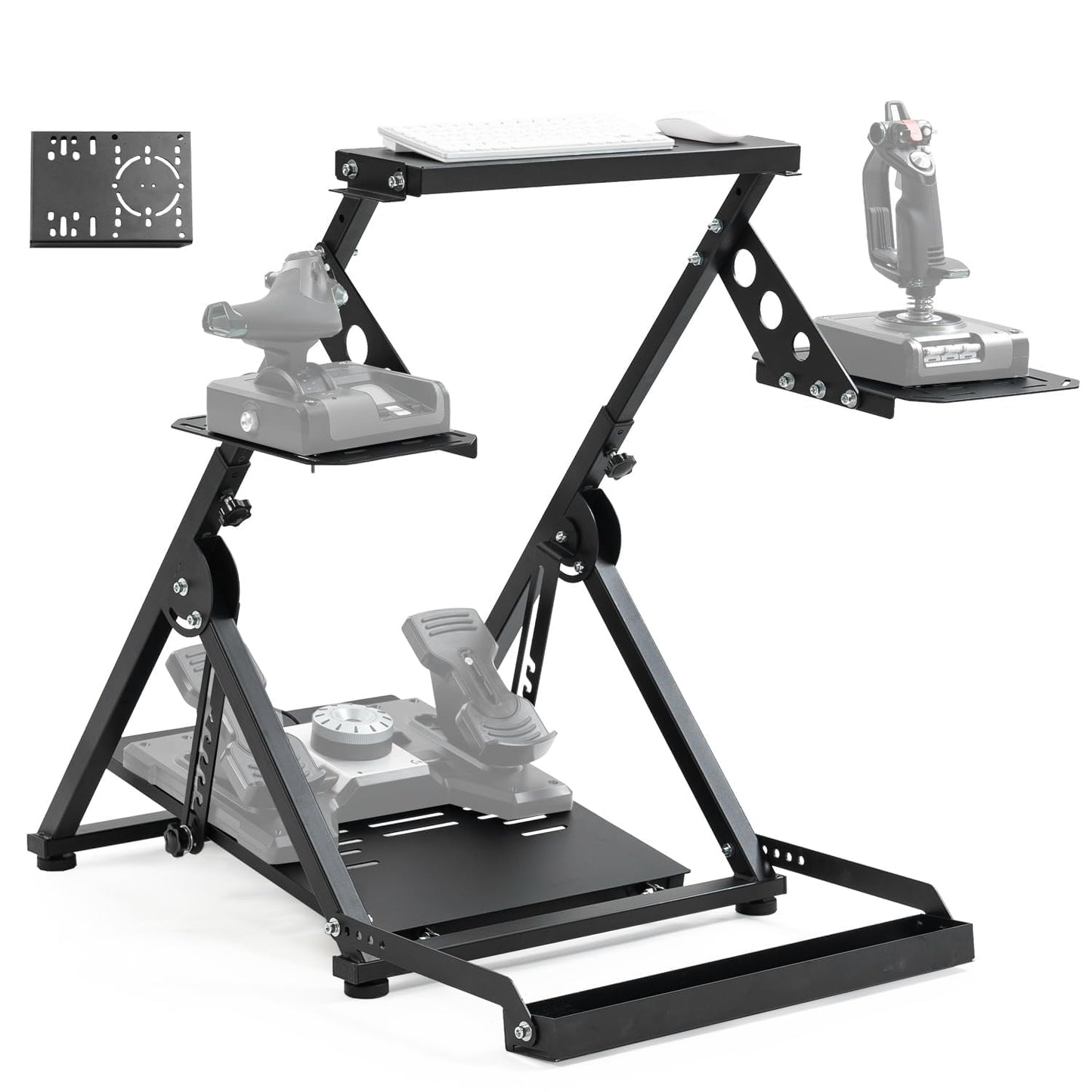 Anman Foldable Flight Simulation Cockpit 3.0 with Fixed Slot Fit for Logitech/Thrustmaster/Hotas Warthog/Fanatec,Electronics Adjustable Fight Sim Mount Pedals, Steering Wheel Not Included