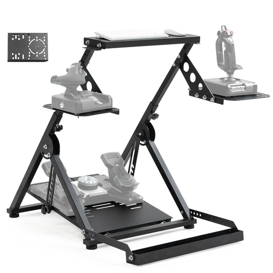 Anman Foldable Flight Simulation Cockpit 3.0 with Fixed Slot Fit for Logitech/Thrustmaster/Hotas Warthog/Fanatec,Electronics Adjustable Fight Sim Mount Pedals, Steering Wheel Not Included