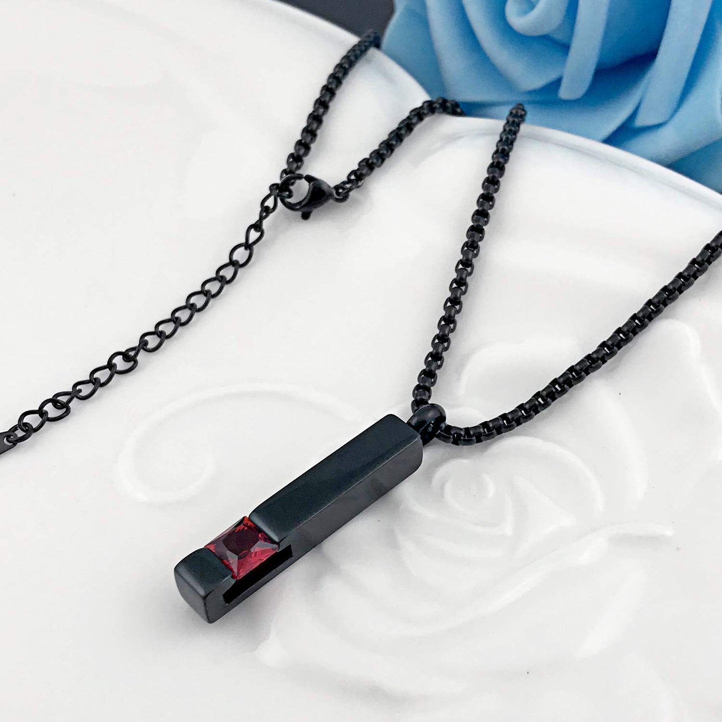 YOUFENG Urn Necklaces for Ashes Birthstone Cube Urns for Human Ashes Memorial Cremation Urn Locket Keepsake Ashes Jewelry (July)