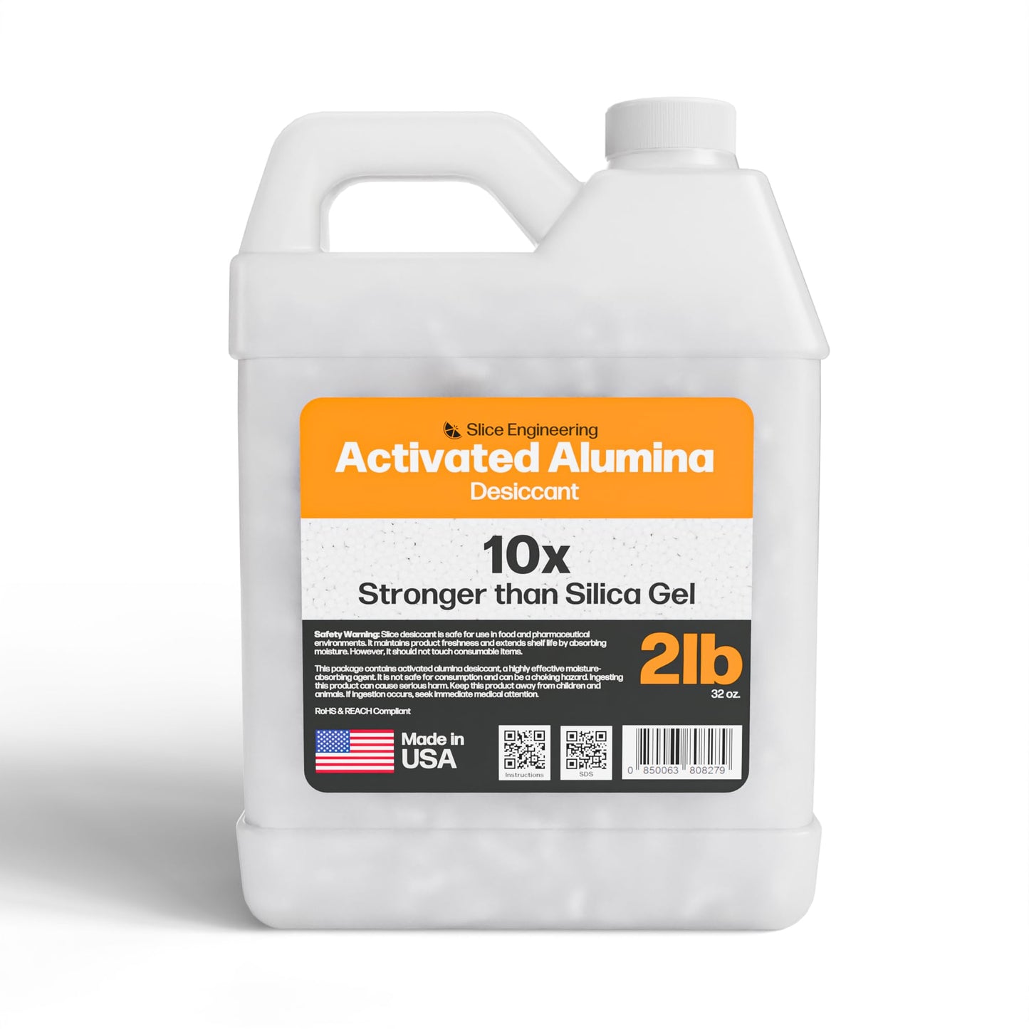 Slice Engineering (2lb) Activated Alumina Desiccant | 10X More Powerful Than Silica Gel | Infinitely Rechargeable | Prevent Wet Filament | Reusable Desiccant | Made in The USA