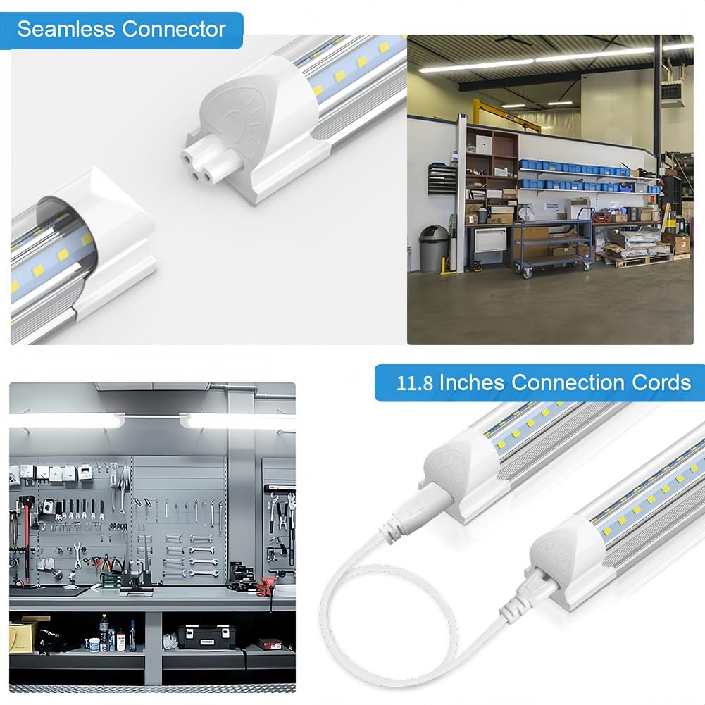 SHOPLED (25 Pack) 6FT LED Shop Light, 60W 8000LM 6000K Cool White, V Shape, Linkable Ceiling Lights T8 LED Tube Light Fixture, Shop Lights for Garage, Warehouse, Basement