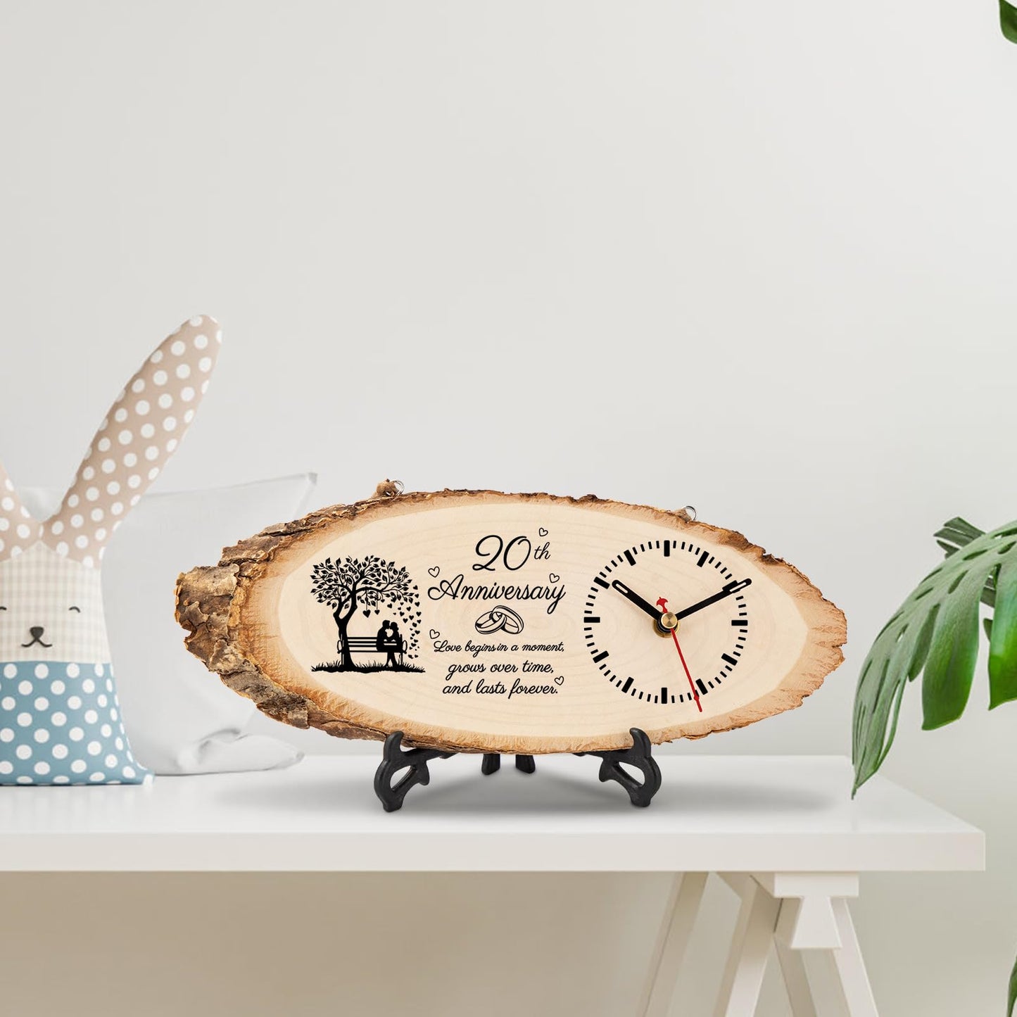 BeauGift 20th Anniversary Wood Gifts for Couple Husband Wife, 20th Wedding Anniversary Keepsake Gifts for Him Her, 20 Year Anniversary Marriage Gift Ideas Wooden Clock