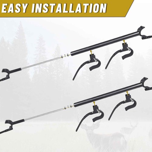 StarknightMT UTV Gun Rack - UTV Overhead Gun Holder Roof Gun/Bow Rack with Soft Padding, Adjustable Fits 21"-27" Spacing Compatible with Polaris Ranger Kawasaki Mule Uforce