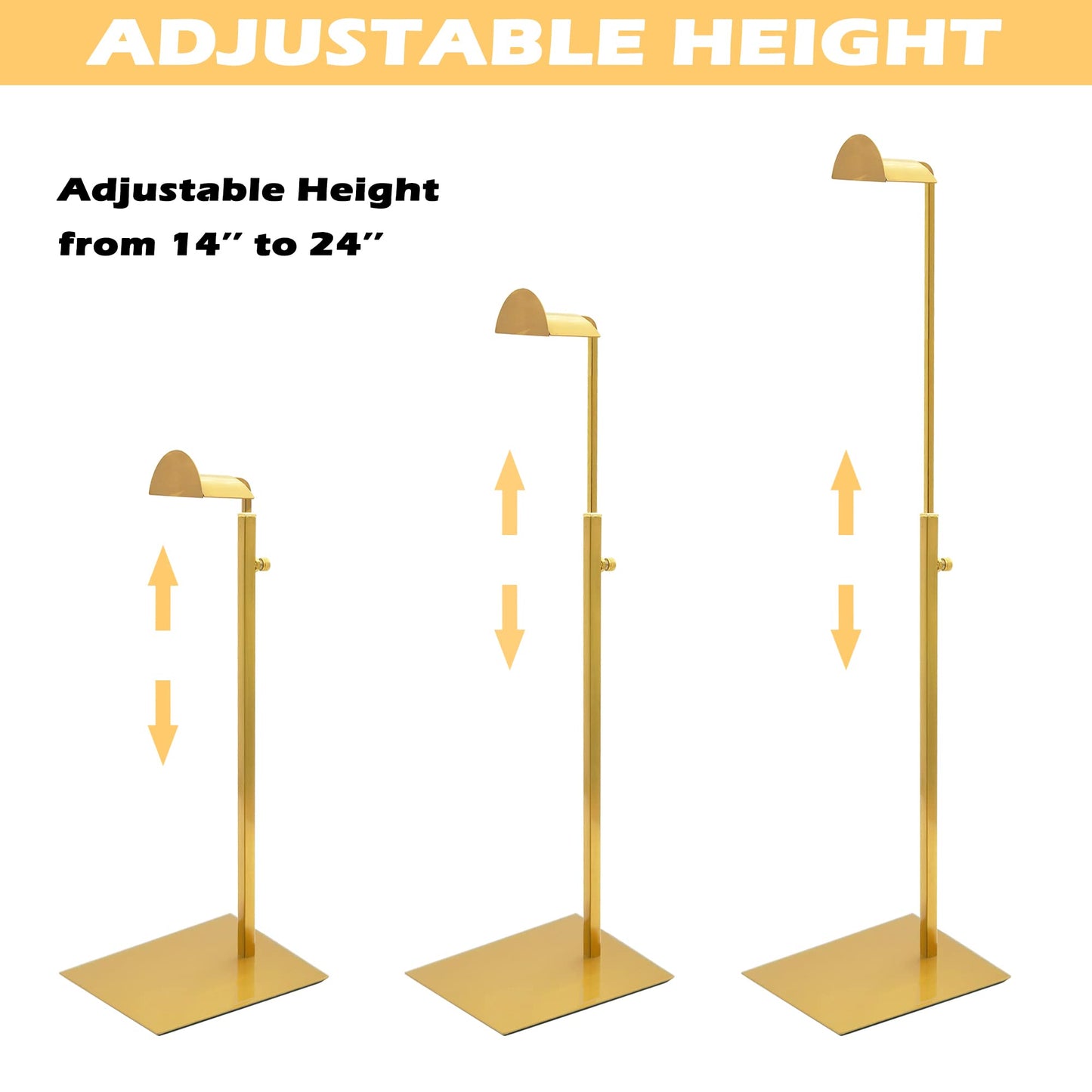 Royxen 3 Pack Purse Holder, Purse Display Stand with Adjustable Height, Bag Stands for Display, Stainless Steel Purse Rack for Bags Organizer (Gold)