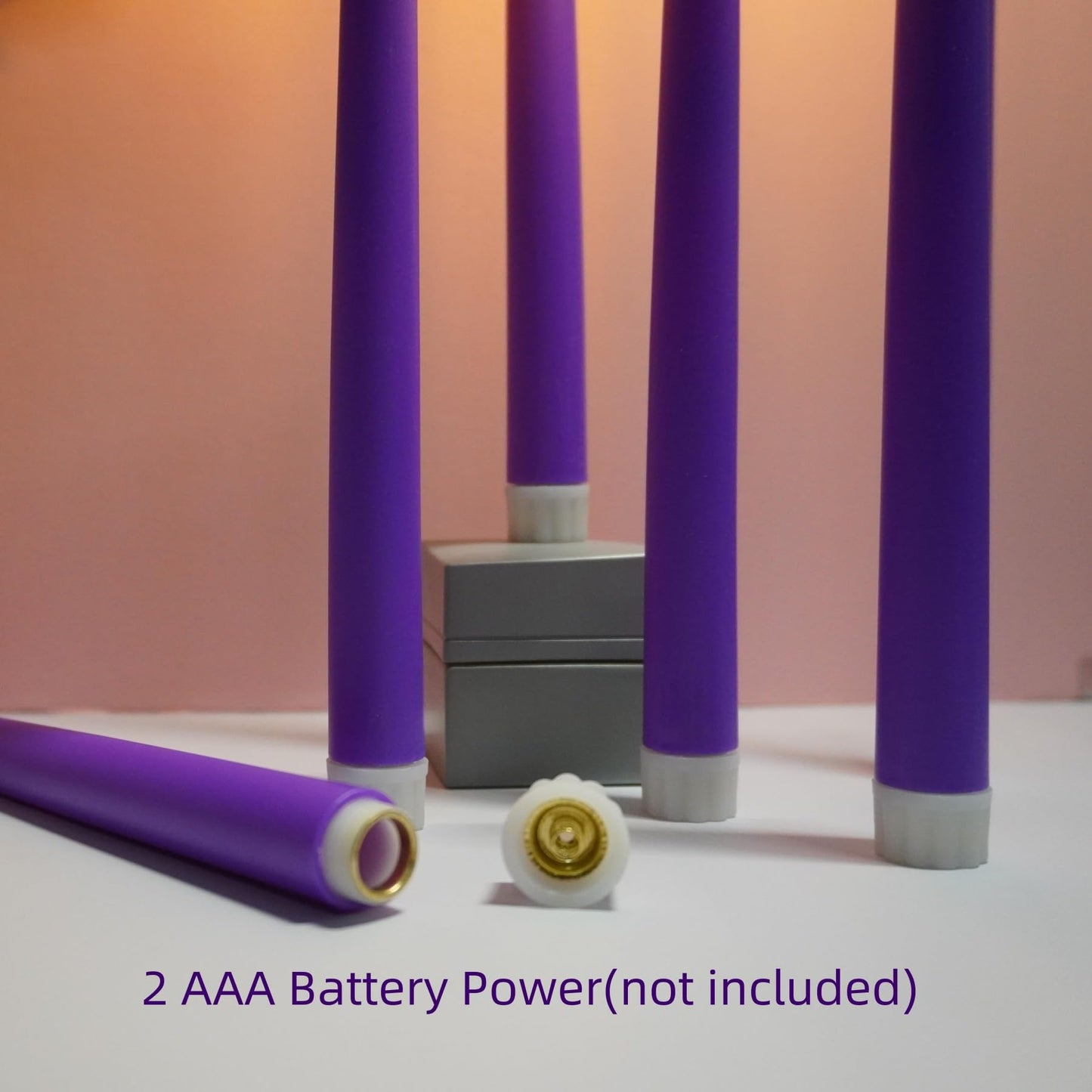 Ni-JASW Purple Flameless Taper Candles with Remote, Flickering Christmas LED Candlesticks Battery Powered Set of 12