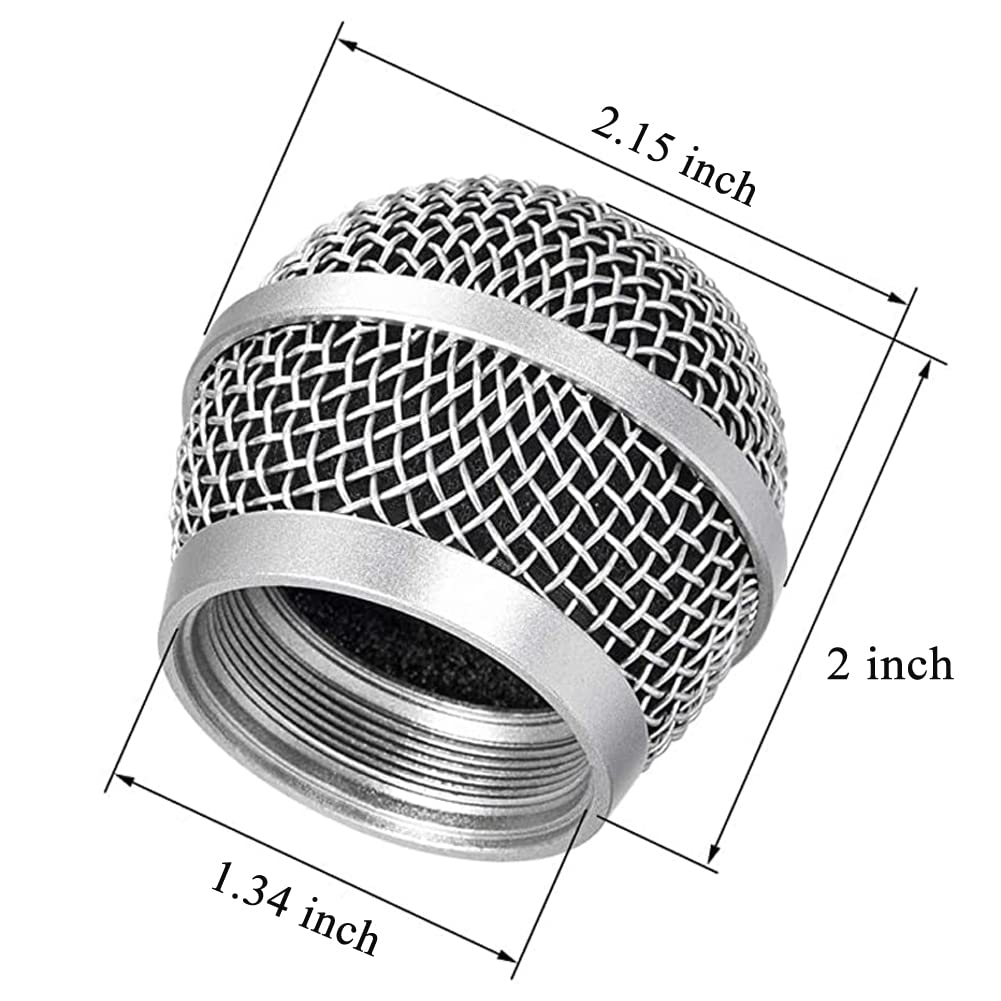 Jxrywf Replacement Ball Head Mesh Microphone Grille For Shure Pg48 Pg58 Pga48 Pga58 Pgx2 Blx288 Pg288 Pgx24 Microphone (Silver G