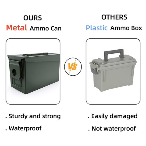 HARDROCK Ammo Can Metal Ammo Box Storage Crate case for Shotgun Bullet Rifle Nerf Ammunition Waterproof case-Gard Organizer (50 Caliber-Green-4pcs)
