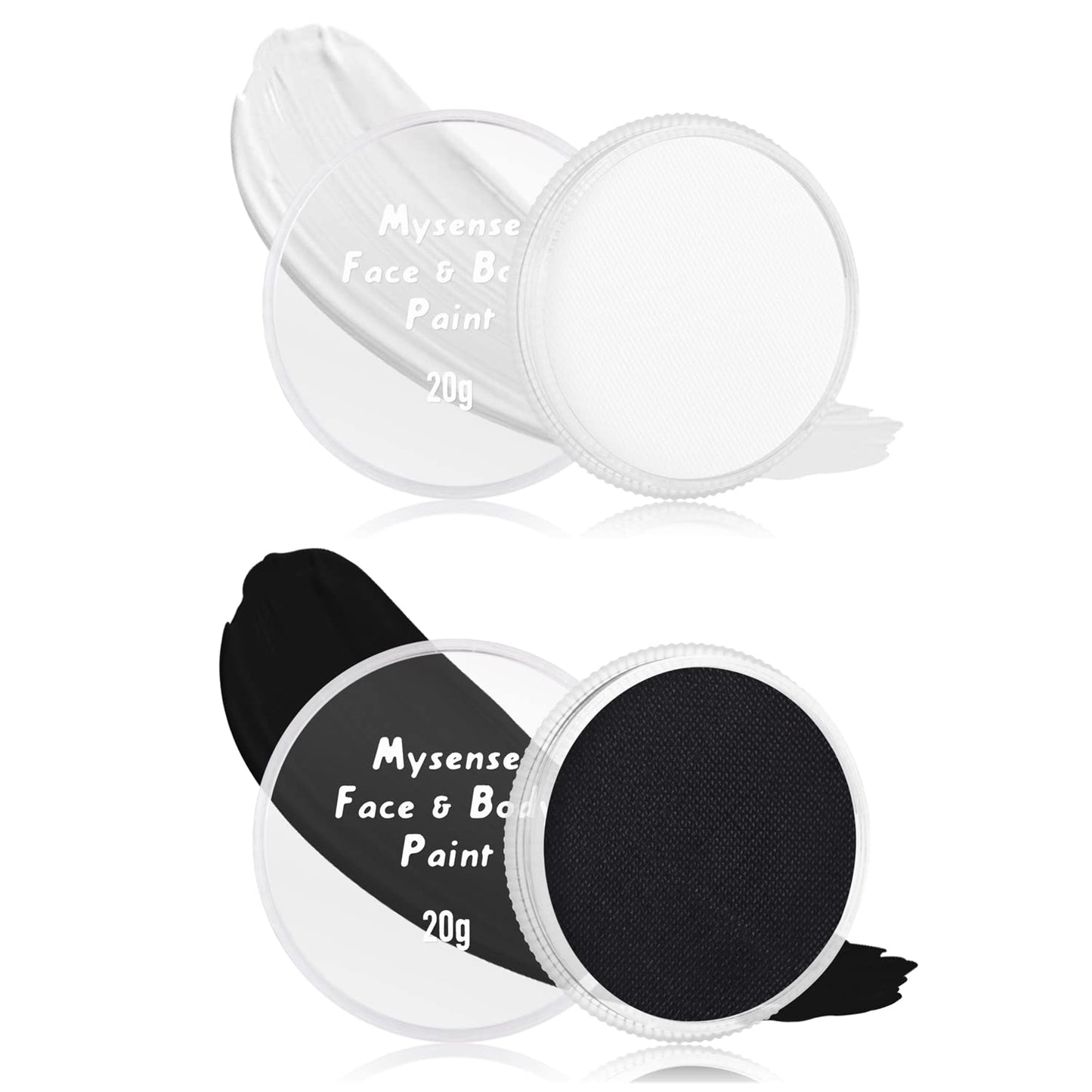 Mysense Clown White Black Face Body Paint Makeup,Water Activated Painting for Adults Children Sugar Skull Day of the Dead Skelet