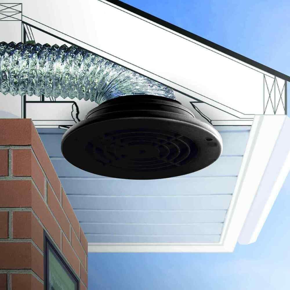 Black for SEVBLKX 4", 5", 6" Soffit Exhaust Vent for Bathroom and for Kitchen Fan