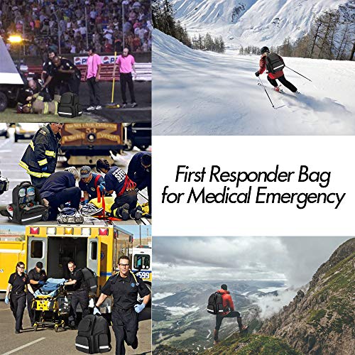Trunab First Responder Bag Trauma Backpack Empty, Medical Emergency Kits Storage Jump Bag Pack for EMT, EMS, Police, Firef...