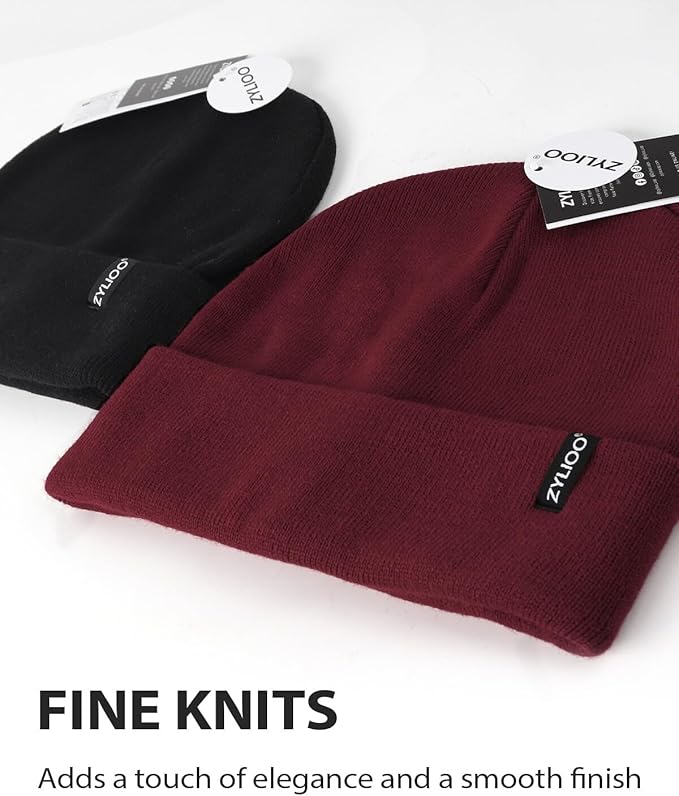Zylioo Oversize Beanie Hats, XXL Big Size Ribbed Knit Cuffed Winter Hat for Cold Weather, Warm Skull Watch Cap