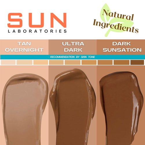 Sun Laboratories By Giesee Tan Overnight Self Tanning Lotion 32 oz - Medium To Dark Self Tanner, Sunless Tanning Lotion, Odorless Long Lasting Tanning Lotion, Instant Tanner Lotion for Face & Body