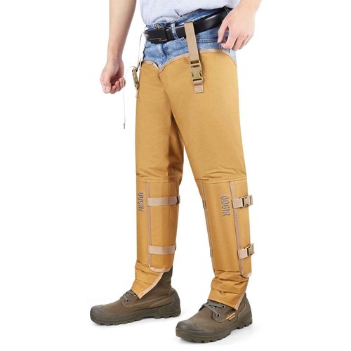 QOGIR Snake Chaps 3 Pack, Snake Guard Gaiters for Briar-Proof Upland Hunting Chap, Waterproof Brush Protector Chaps, Hunting Gaiters with Full Protection for Legs from Snake Bites & Thorns (Camo)