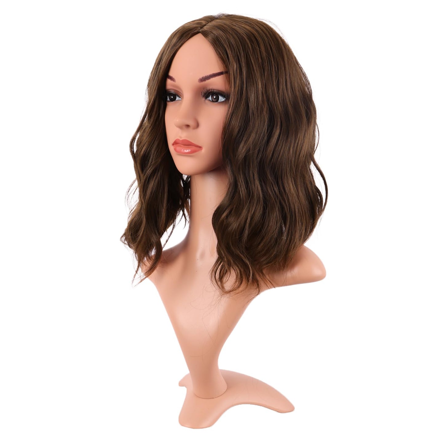MapofBeauty 14 Inch/35 cm Bob Wavy Short Curly Body Wave Cosplay Anime Synthetic Hair Party Wig (Brown)