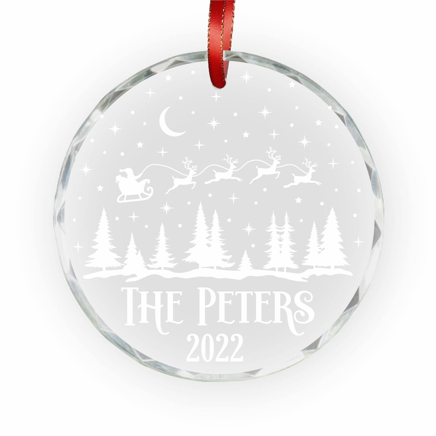 Blue Ridge Mountain Gifts Personalized Christmas Ornaments - Crystal Glass Christmas Decor with Holiday Design - Custom Laser Engraved Holiday Ornament Decoration for Home with Box Included