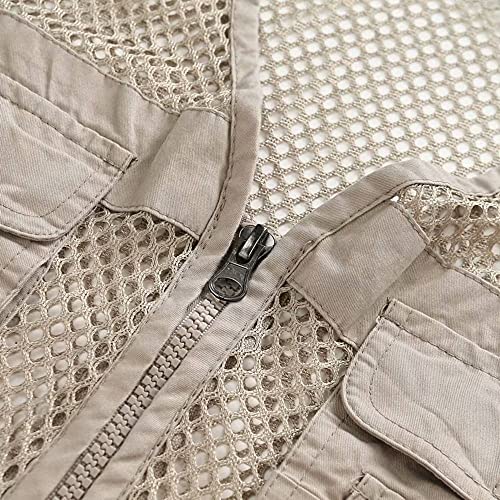 Rizanee Unisex Mesh Breathable Fishing Vest, Multi-Pockets Photography Travel Hiking Waistcoat Jacket for Adults and Youth