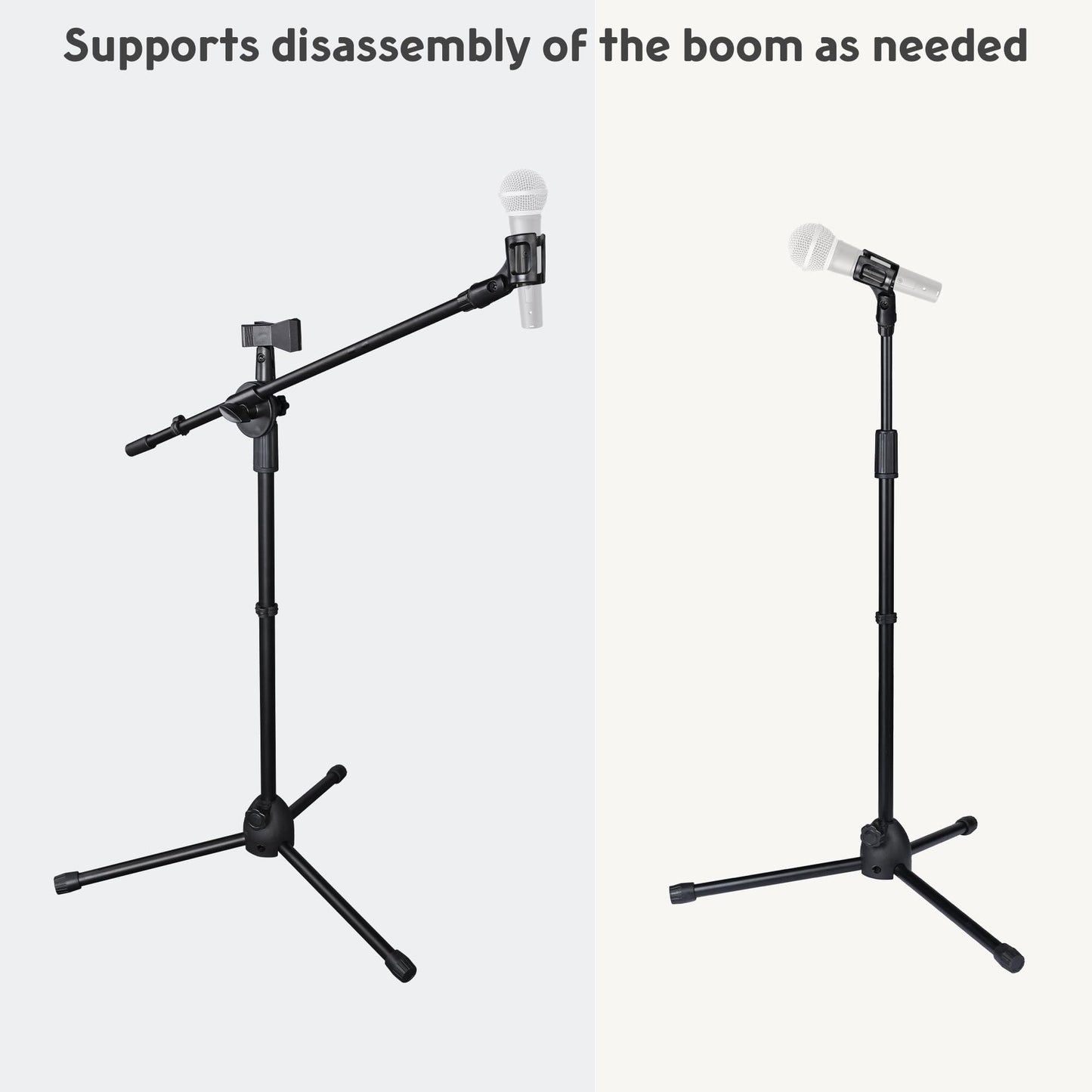 Byootique 12 Packs Microphone Boom Arm Stand Dual Mic Clips Adjustable Tripod Phone Holder For Performance Singing Wedding Stage