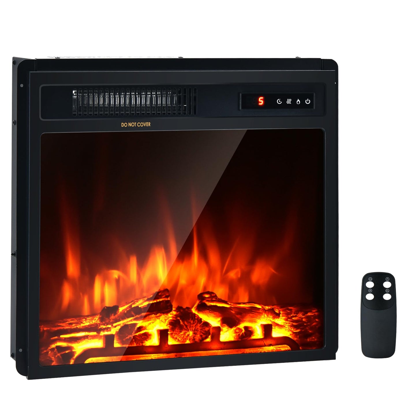 Giantex 18" Electric Fireplace Insert Heater, Wall Recessed/Mounted Fire Places Electric Fireplace with Remote, 2 Modes Heat, 9H Timer, 5 Brightness, 750/1500W Freestanding Fireplace