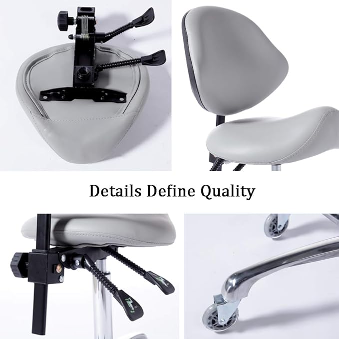FRNIAMC - Adjustable Hydraulic Roller Saddle - Heavy Duty (450 lbs) - Beauty Salon, Massage, Clinic and Office - Grey