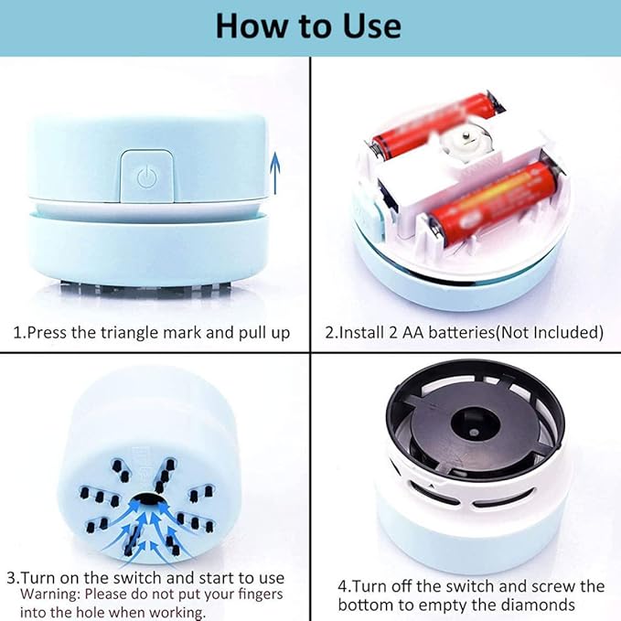 Desktop Vacuum Cleaner Mini Table Dust Diamond Paint Sweeper 8.5x6.3cm No Battery