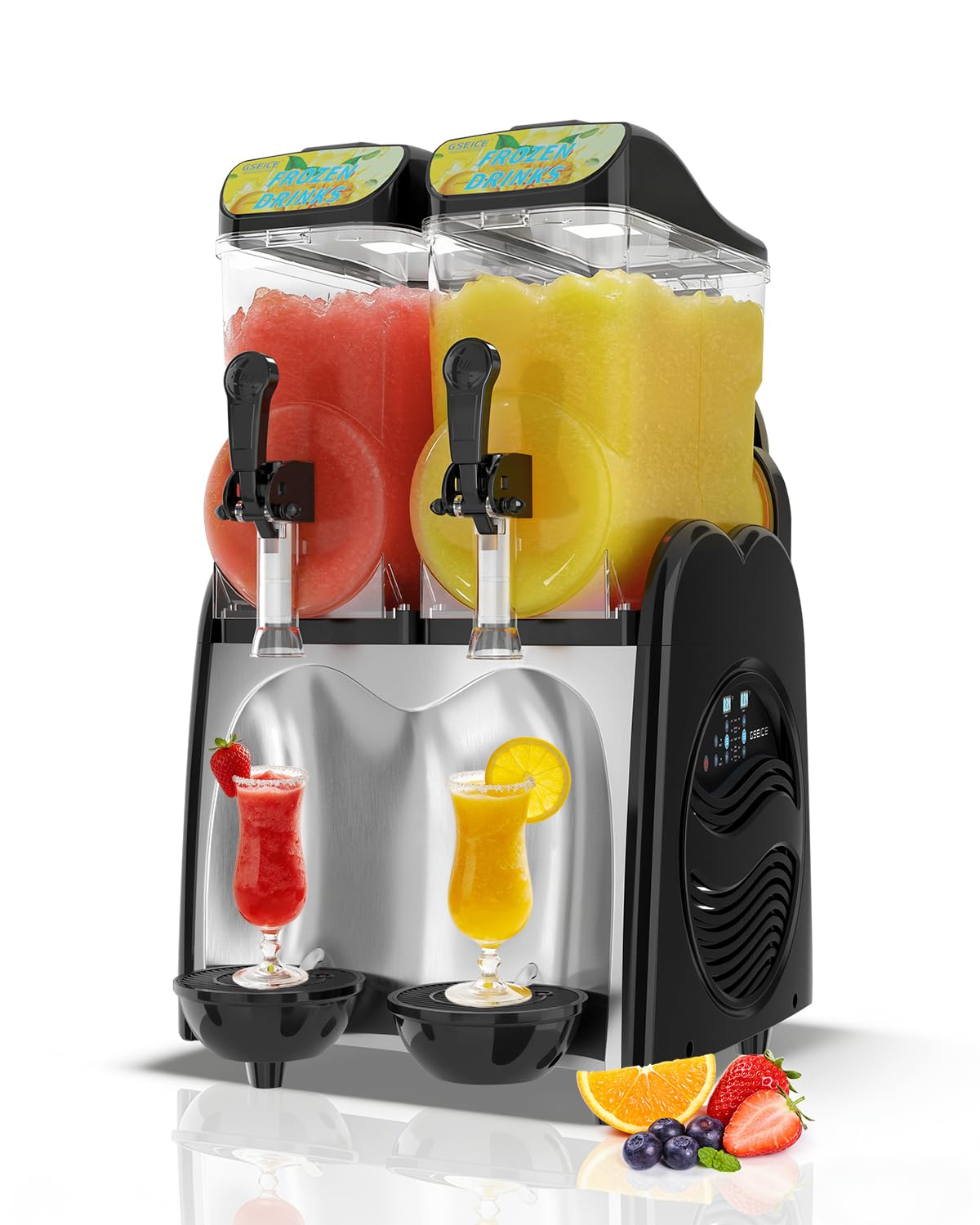 30L Commercial Slushie Machine, 2 Tank Margarita Machine, 80 Grande Cups Slushy Machine with Auto Clean, 8 Gal LED Frozen Drink Machine for Business, Mobile Bar, Party, Restaurant, 800W Fast Cooling