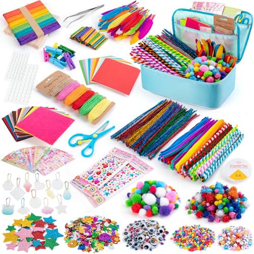 Sundaymot Arts and Crafts Supplies for Kids, 2000+Pcs DIY Craft Kits, Ages 6-10, Educational Preschool and Homeschooling A...