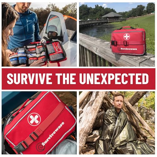 Surviveware 238 Pcs Comprehensive Premium Survival First Aid Kit - Medical Emergency Kit for Travel Camping Gear, Home Ess...