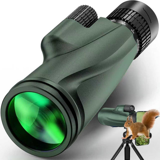 80x100 High Power Monocular Telescope with Smartphone Adapter Tripod, Larger Vision Monoculars for Adults with BAK4 Prism & FMC