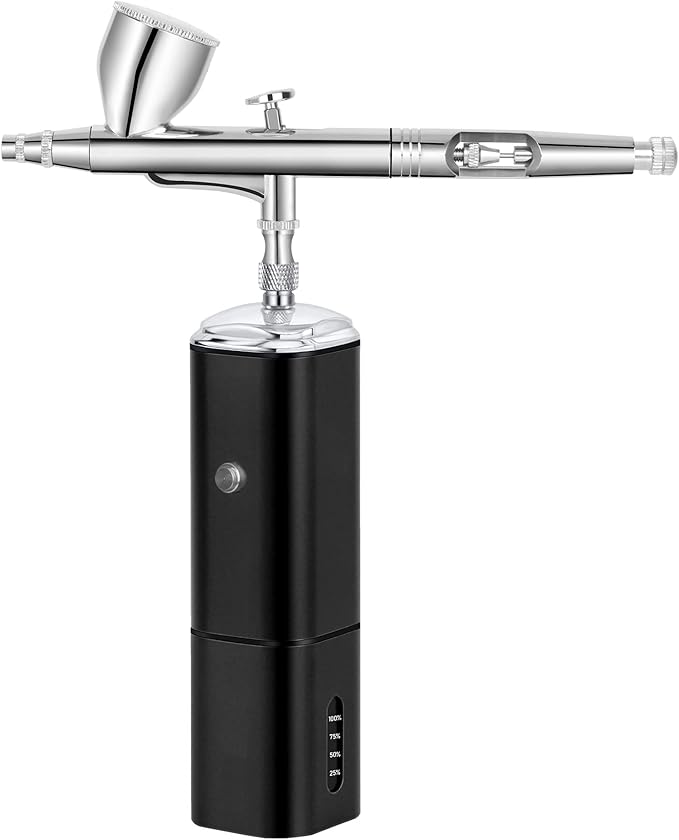 Casubaris cordless Portable Airbrush kit with Compressor,Rechargeable and replaceable auto Stop Dual Action air Brush Pen,Match Different Airbrush Guns for Barbers Model Painting Nail Art Craft Makeup