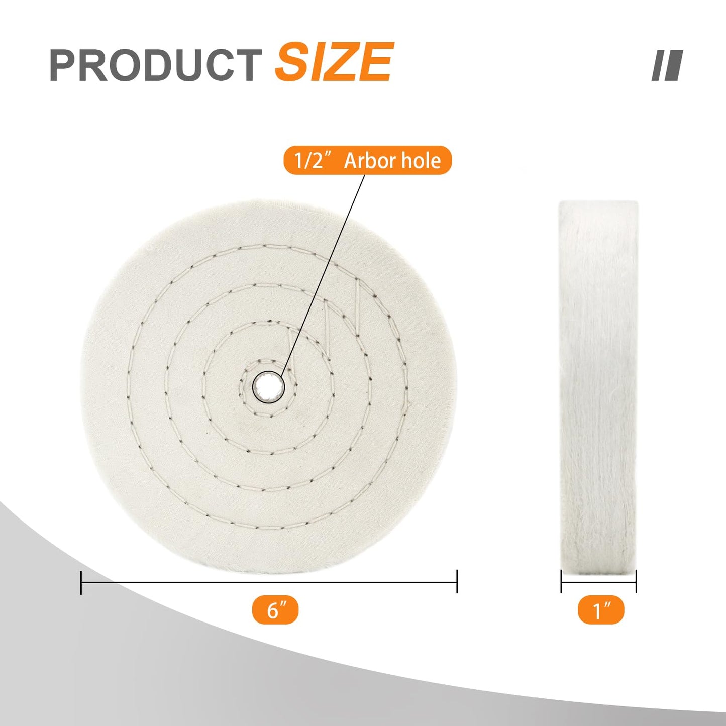 SCOTTCHEN Buffing Polishing Wheel 6 inch (70 Ply) Extra Thick for Bench Grinder Tool with 1/2" Arbor Hole 2 PCS