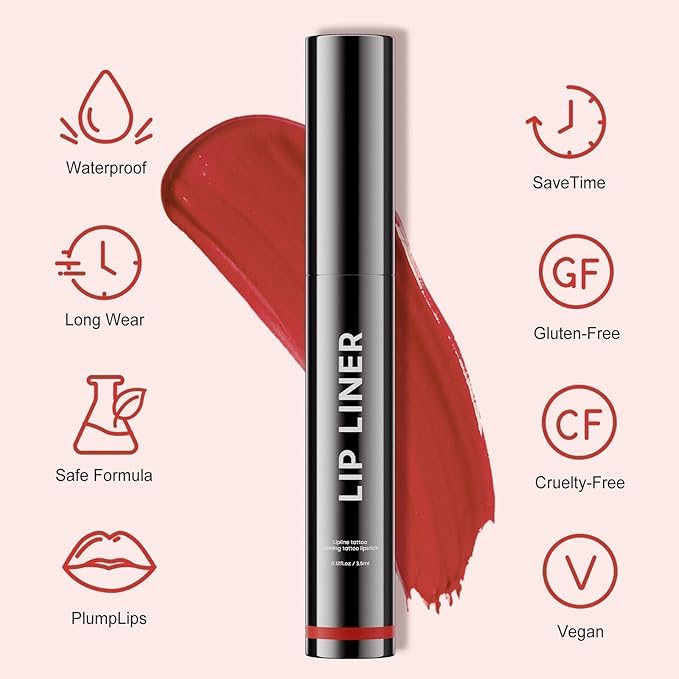 Lip Stain - Peel Off Lip Stain, Lip Liner Long-Lasting Moisturizing, Waterproof Nourishing Lip Tint with Matte Finish for Natural Lip Color for All Skin Tones (Rose)