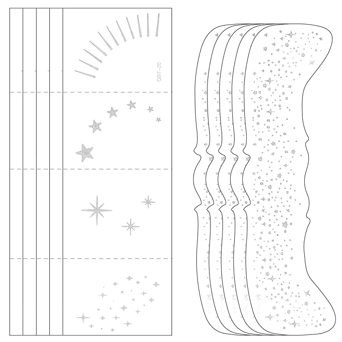 Glitter Freckles Face Tattoo, 10PCS Silver Glitter Freckles, 2 Styles Body Face Glitter for Women Girls, Cute Star Waterpr...