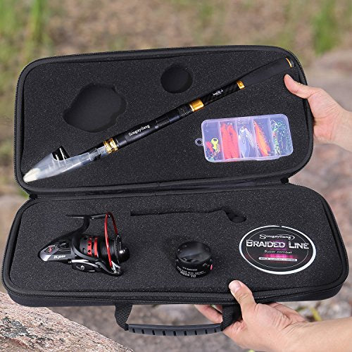Sougayilang Fishing Rod Reel Combo with Telescopic Fishing Pole Spinning Reel Carrier Bag for Travel Saltwater Freshwater ...