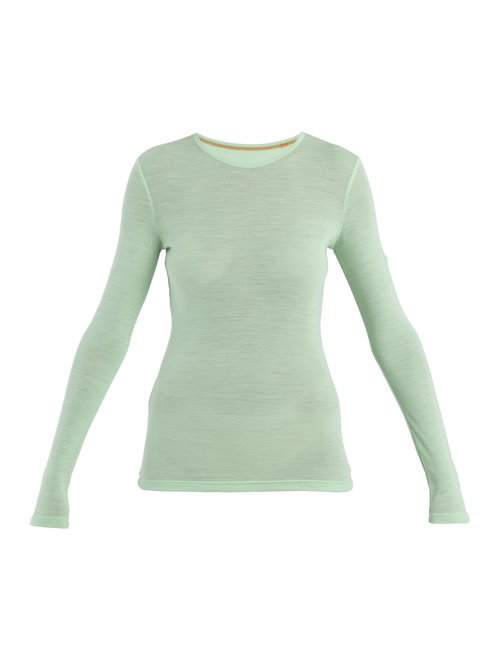 icebreaker Merino 175 Everyday Women’s Shirts, Long Sleeve Crew, 100% Pure Merino Wool Base Layer for Women with Soft Ribbed Fabric - Thermal Shirt for Cold Weather, Glass, Small