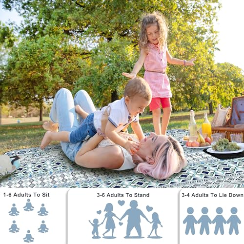 SAMSIER Outdoor Picnic Blankets Waterproof Foldable Sandproof 80"×80", Large Gingham Cute Picnic Mat Washable Portable for...