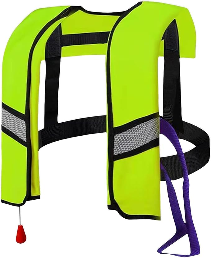 Automatic Inflatable Life Jacket for Adults – Adjustable Buoyancy Vest with Manual Override,Reflective Strips & Safety Whi...