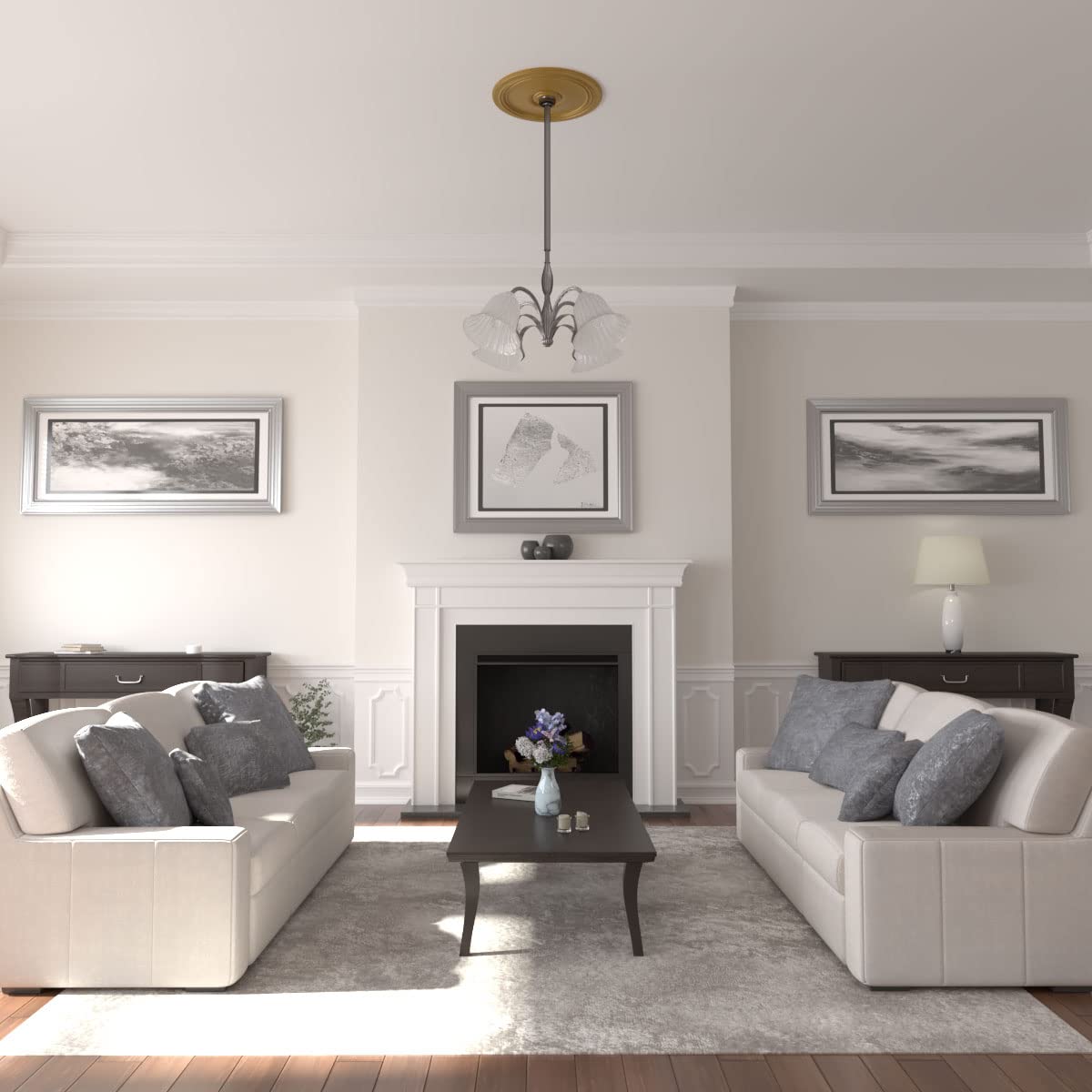 Ekena Millwork Cm24Digls Diane Ceiling Medallion, 24Od X 3 5/8Id X 1 1/4P (Fits Canopies Up To 6 1/4), Hand-Painted Gold