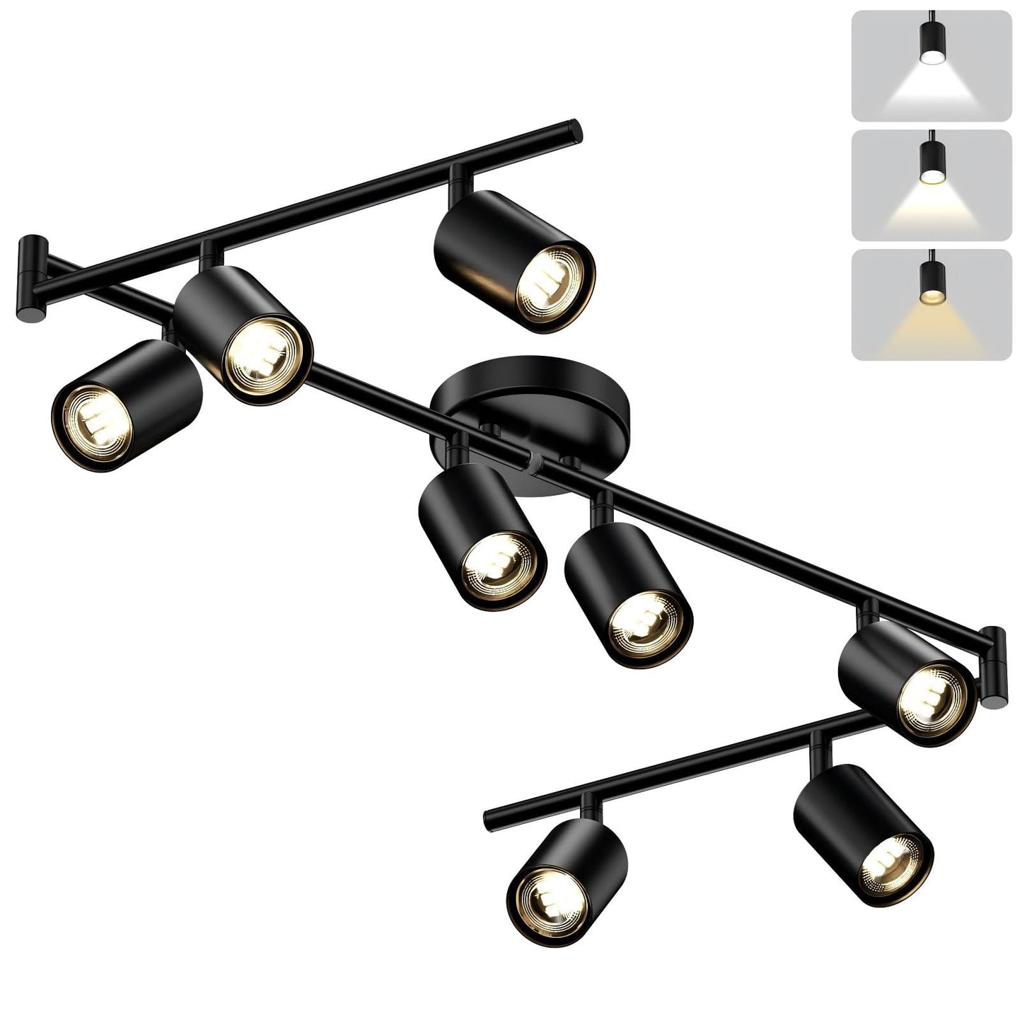 Lavendex LED 8 Light Track Lighting Kit, Dimmable Ceiling Spot Lighting Includes 8 x GU10 Bulb, Modern Track Light Fixture with Rotatable Heads for Kitchen, Living Room, Bedroom